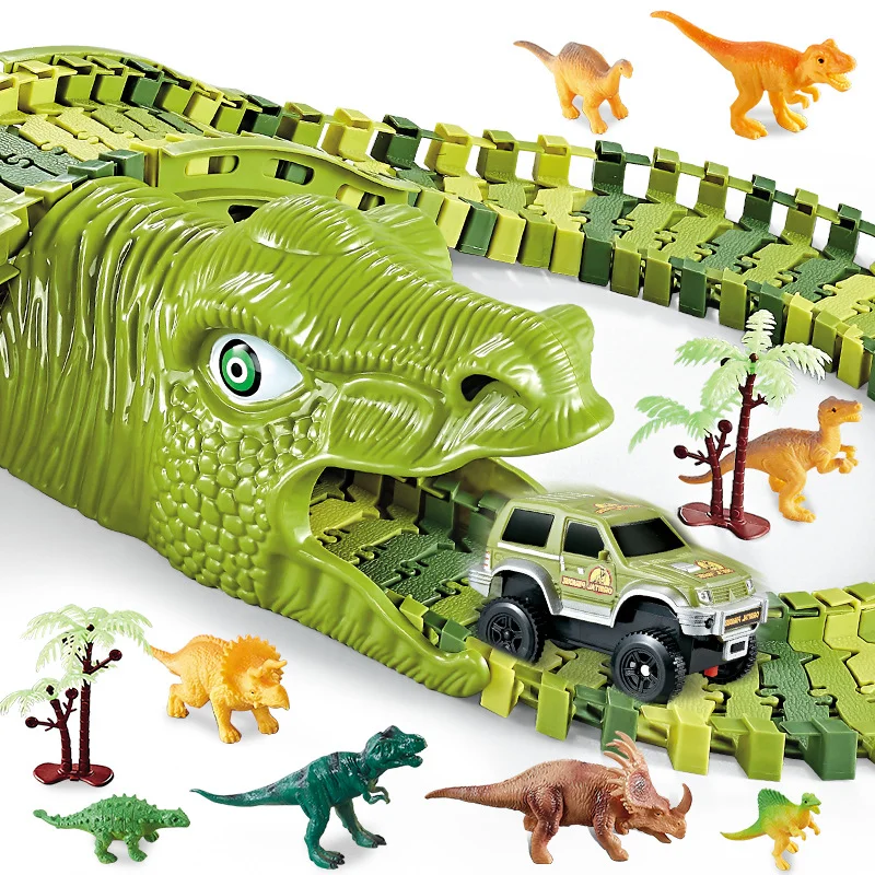 2022 New Dinosaur Race Track Set Rail Car Toys