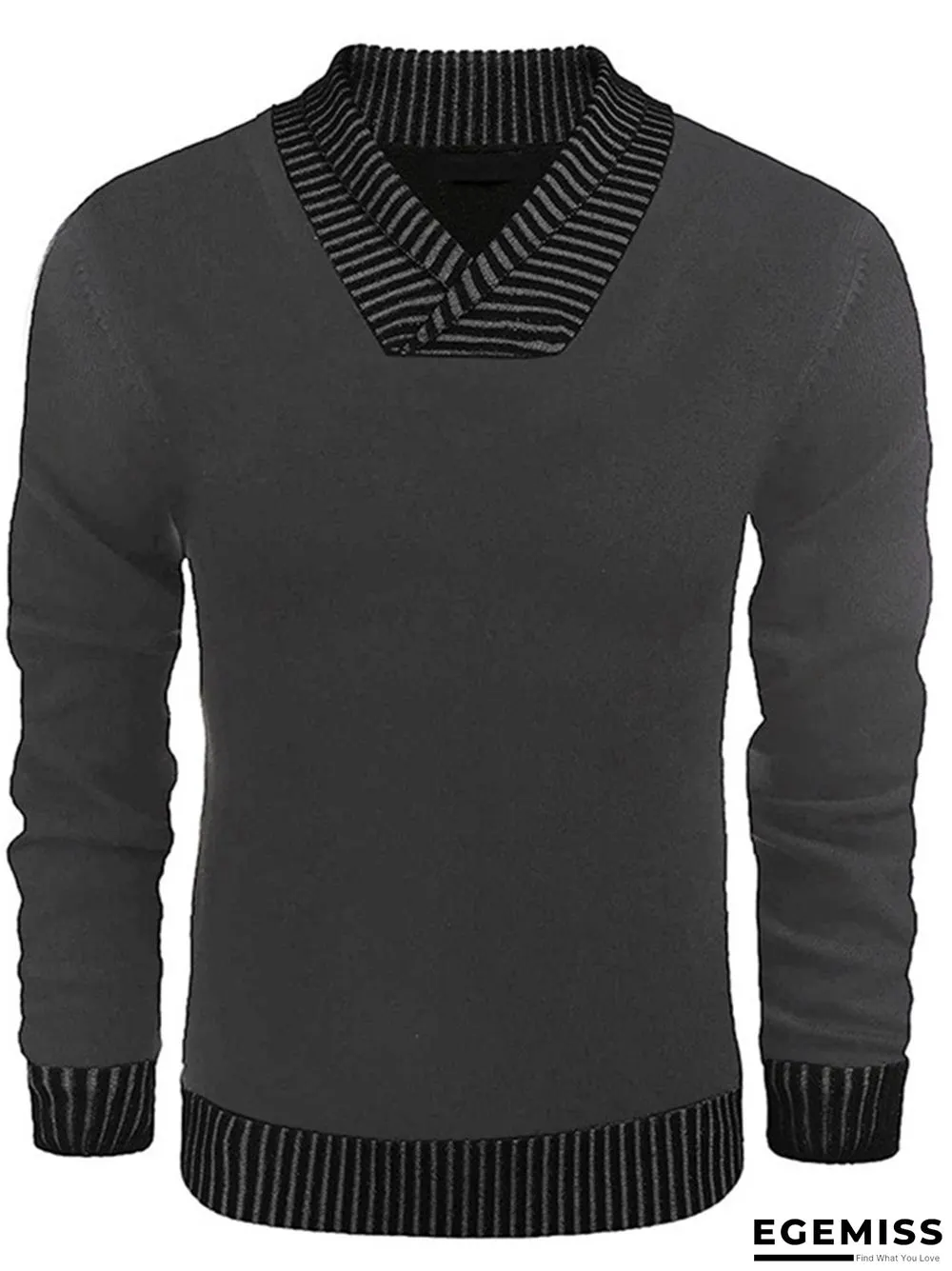 Long Sleeve V-neck Men's Casual Knitting Sweater | EGEMISS