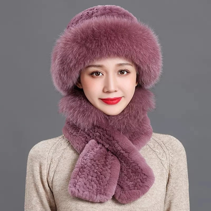 Fur Hat Female Winter Warm Imitation Fox Fur Hat Thickened Mother Korean Fashion Rex Rabbit Fur Bowler Hat Winter