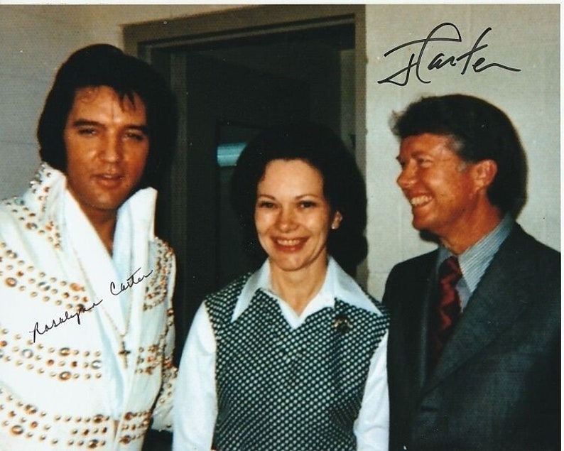 Jimmy and rosalynn carter signed autographed w elvis presley Photo Poster painting