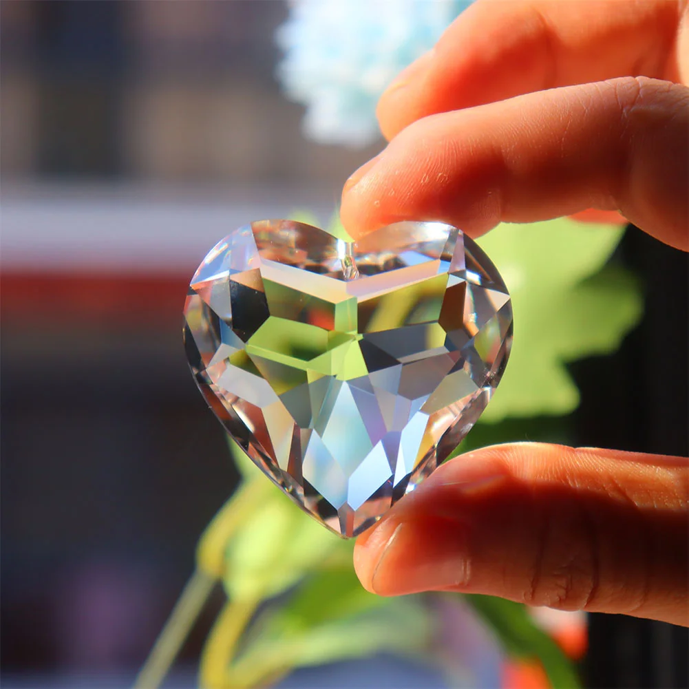 Colorful Crystal Prism Ball Pendulum Pendant for Garden Window (Heart)