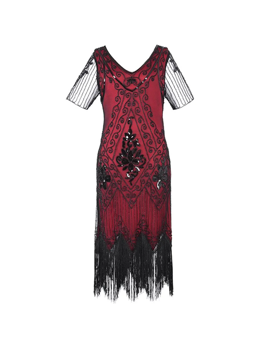 1920s Dress Gorgeous V-neck Sequined Slim Dress