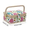 Wooden Sewing Kit Storage Box with Handle Sewing Kit Carrying Organizer with Removable Tray Large Capacity for Sew Mending Beginner Professional Gift