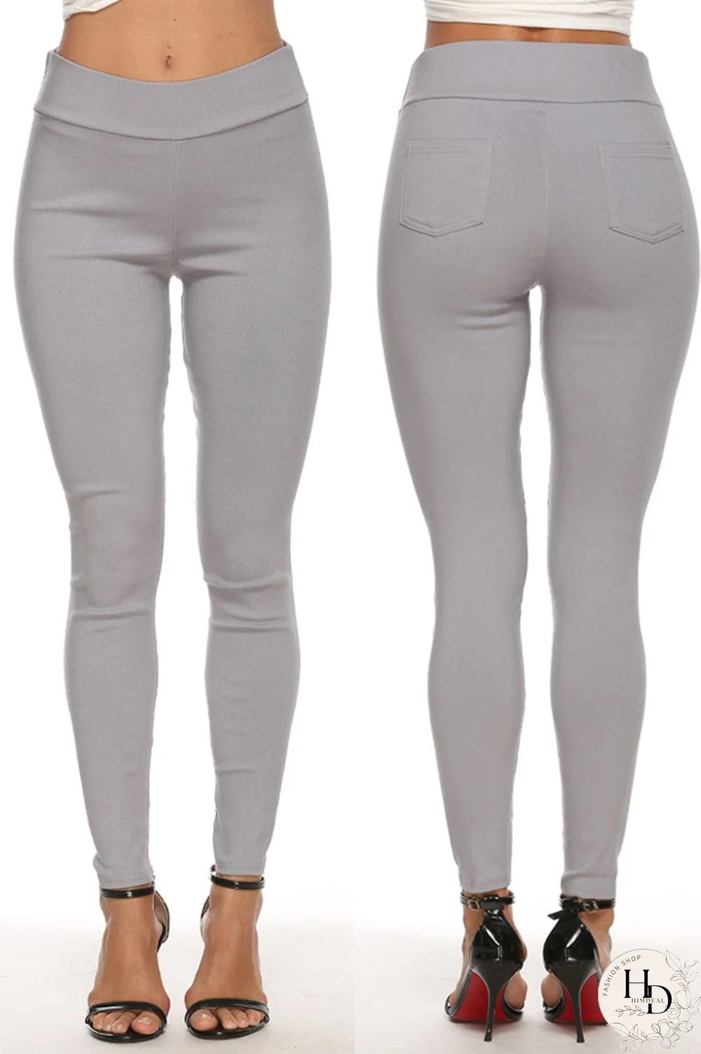 Burgundy Fashion Casual Solid Basic Skinny High Waist Pencil Trousers