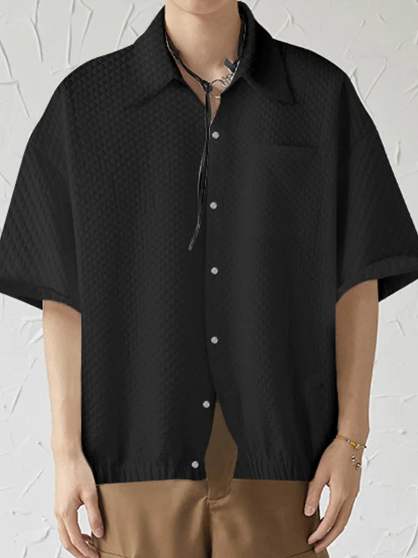 Aonga - Mens Seersucker Textured Half Sleeve Shirt