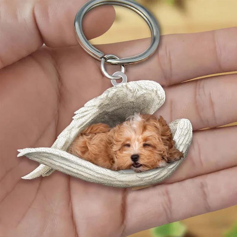 VigorDaily Sleeping Angel Acrylic Keychain Maltipoo SA142