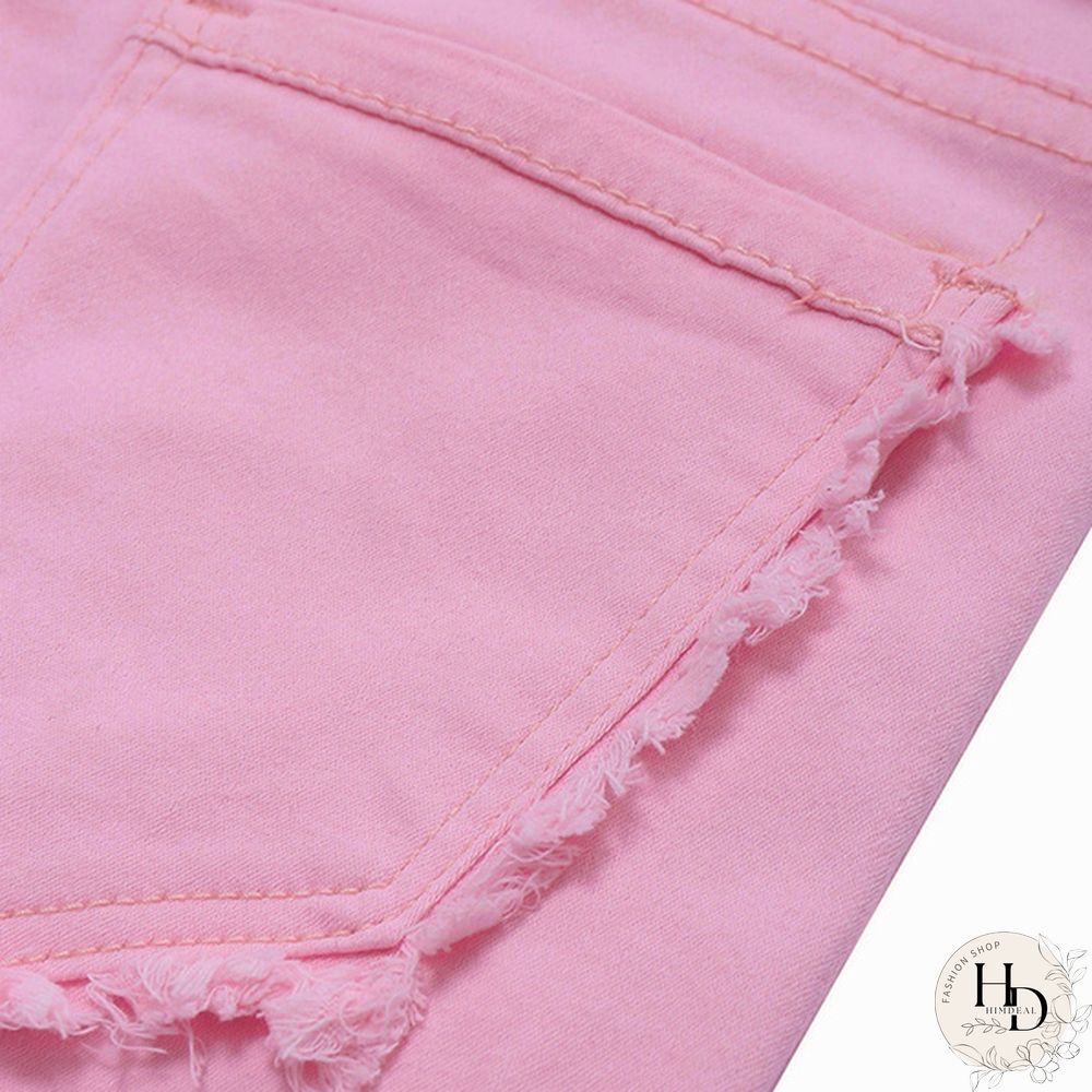Women's High Waisted Rolled Hem Distressed Jeans Ripped Denim Shorts