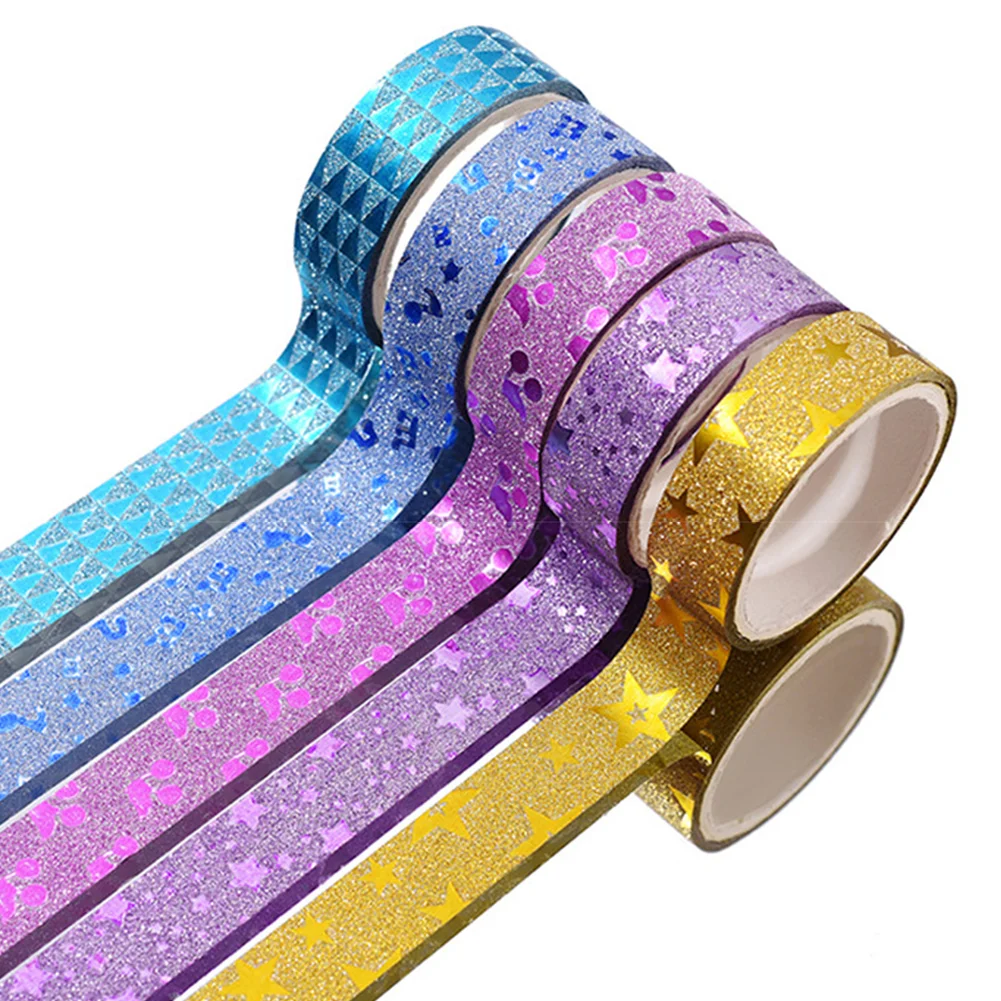 10pcs 3m*1.5cm Pure Color Printing Washi Tape Glitter Luminous Stickers