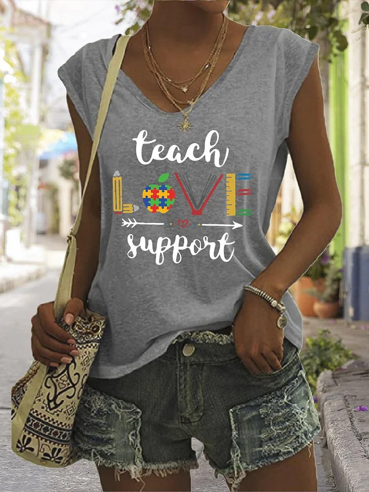 Inspirational Teacher V Neck T-shirt Tees-03491