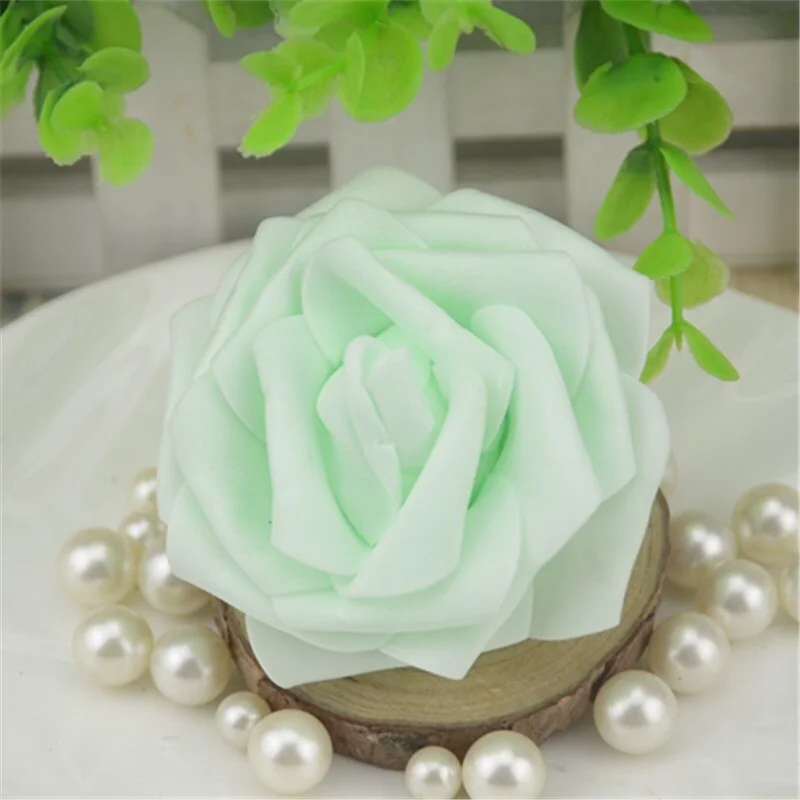 50pcs 7CM Artificial Foam Roses Flower Heads For Home Wedding Decoration Scrapbooking PE Flower DIY Kissing Balls Craft Multi