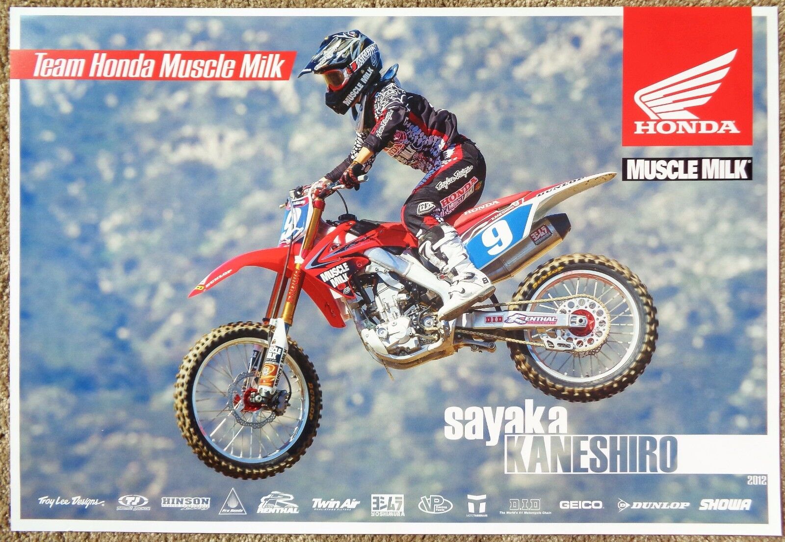 SAYAKA KANESHIRO 2012 POSTER Supercross Motocross 2-Sided Honda Muscle Milk