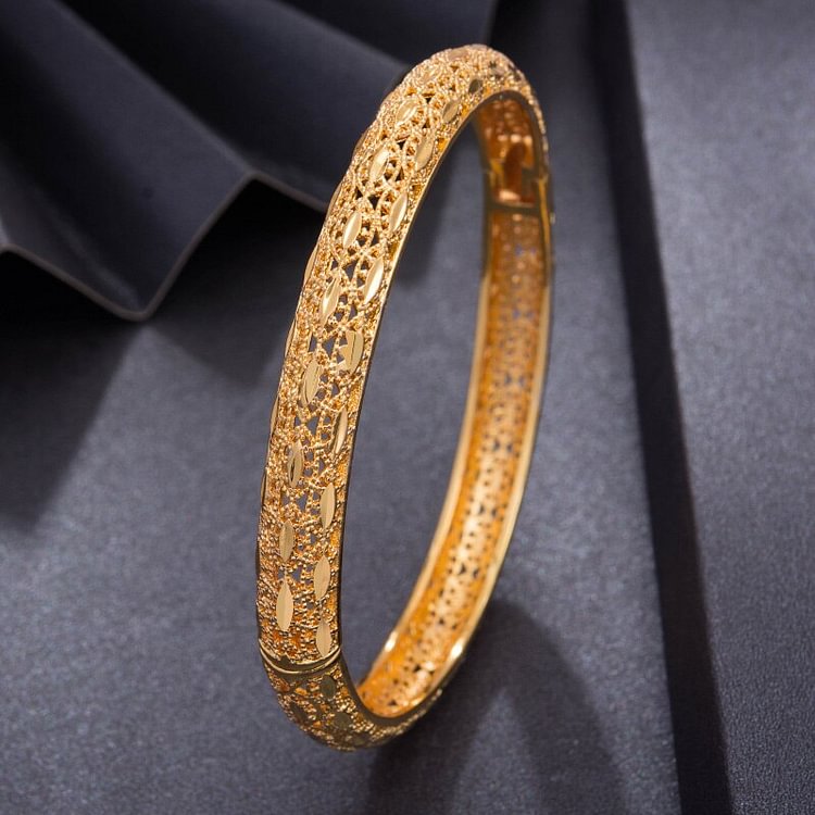 Top Quality Dubai Gold Color Bangles For Women Vintage Bride Wedding Bracelet Bangles