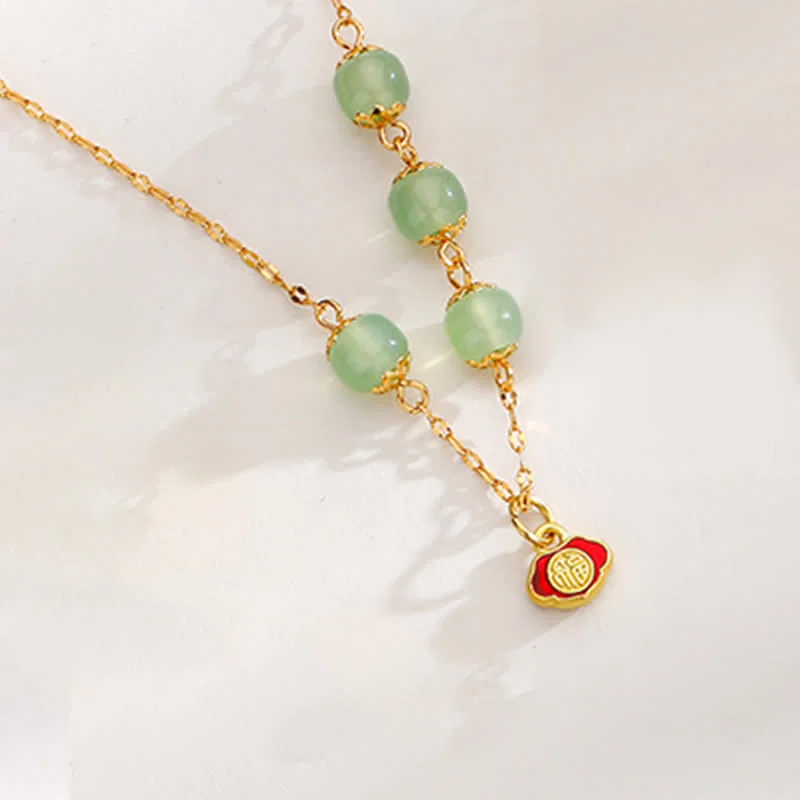 Jade Bead Peace Happiness Prosperity Chain Bracelet