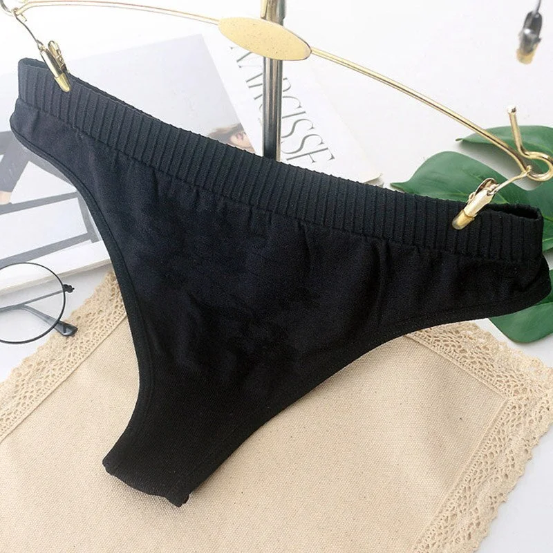 Women's sexy hollow underwear temptation mid-waist panties embroidery thong transparent hollow underwear women