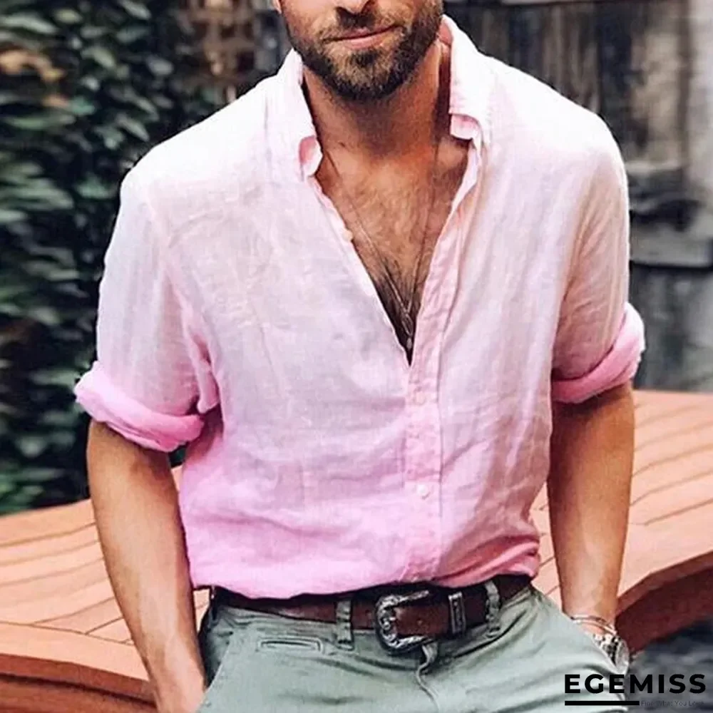 Men Casual V-NeckSolid Color Shirts | EGEMISS