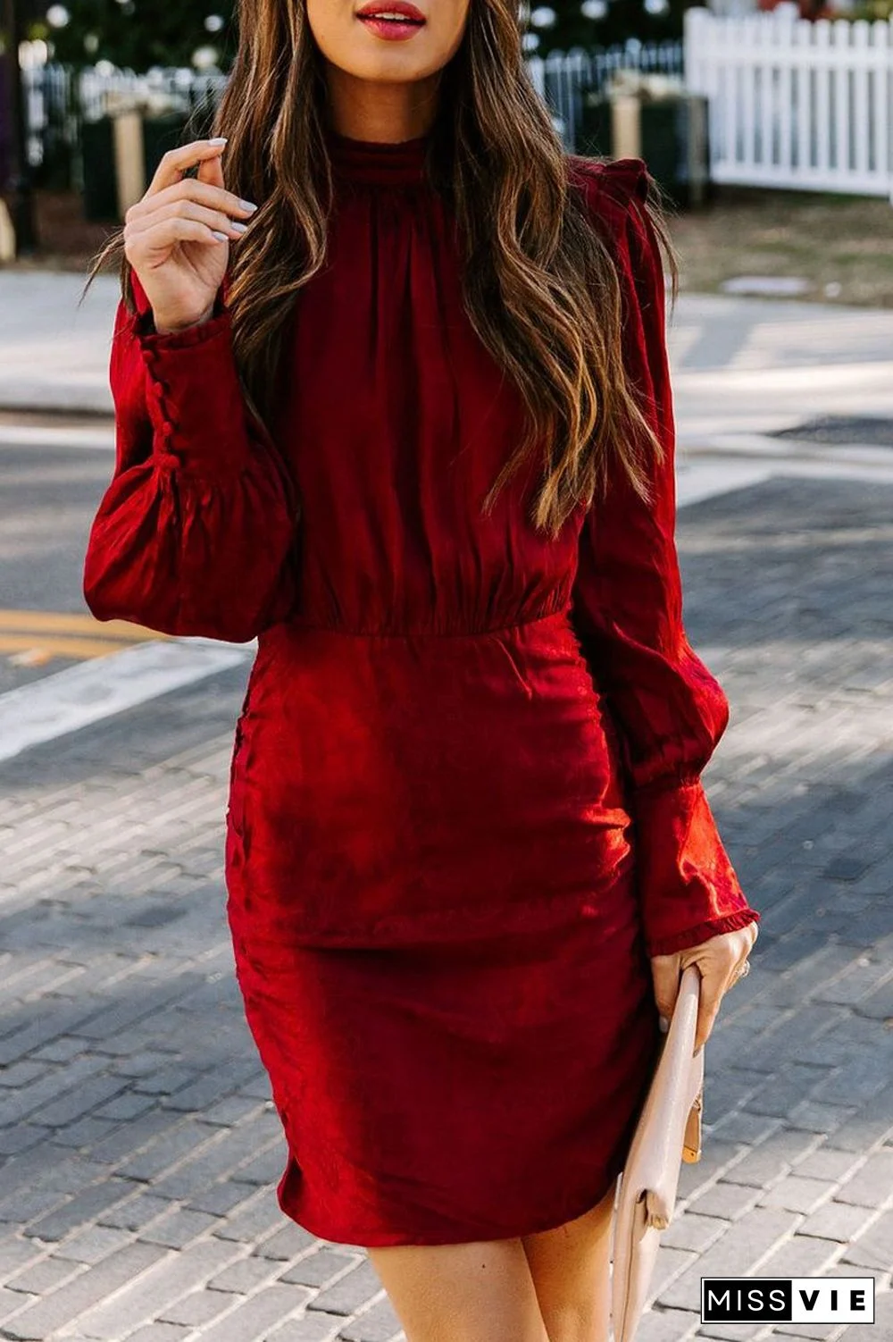 Open Back Jacquard Hip Package Dress