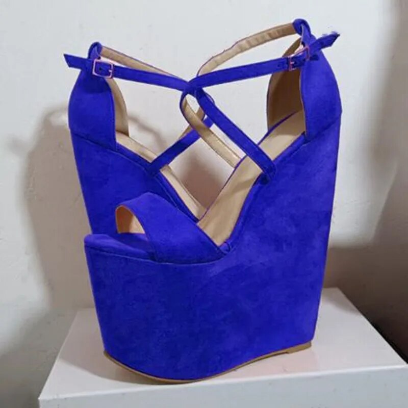 TAAFO Women's Sandals Suede 20 Cm Wedges Heel Sandals Heightening Sandals Banquet Women's ShoesCustom Shoes