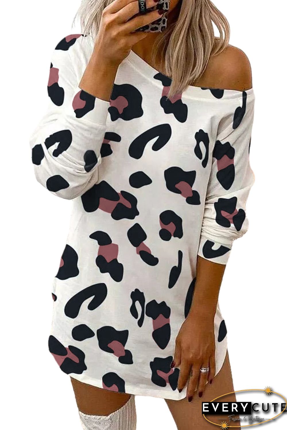 Leopard Long Sleeve Mini Dress