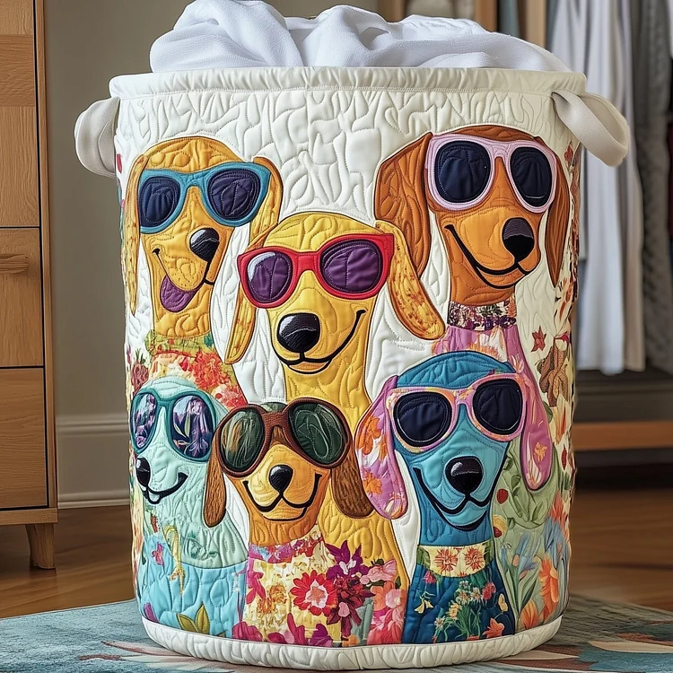 Whimsical Dachshund Quilted Laundry Basket GFTONT4520