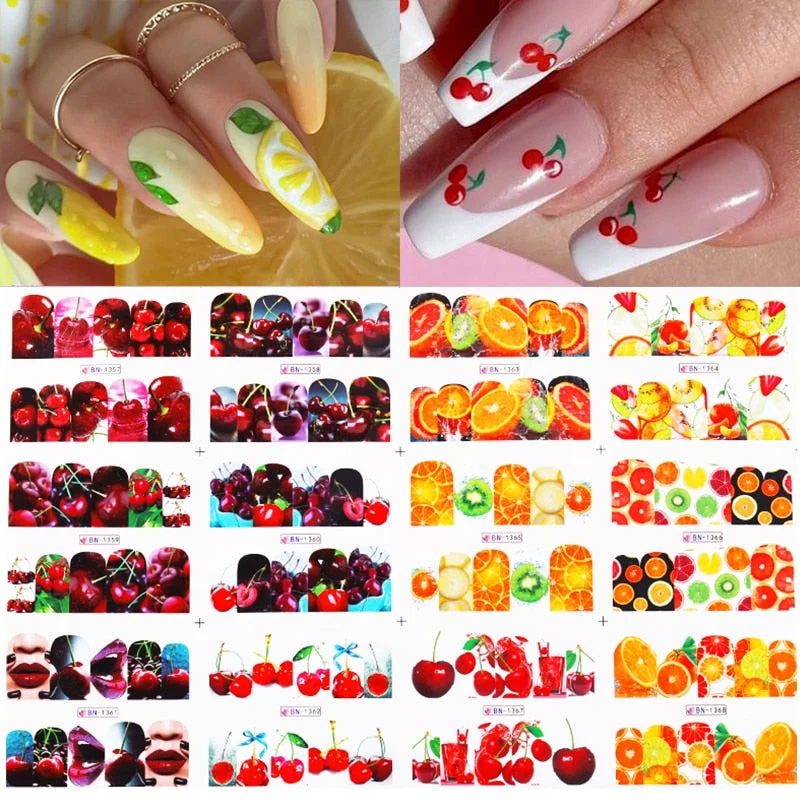 12pcs Valentines Love Letter Water Decals Flower Sliders Nail Stickers for Manicure Nail Art Decoration Transfer Water Sticker-Nail Inspo