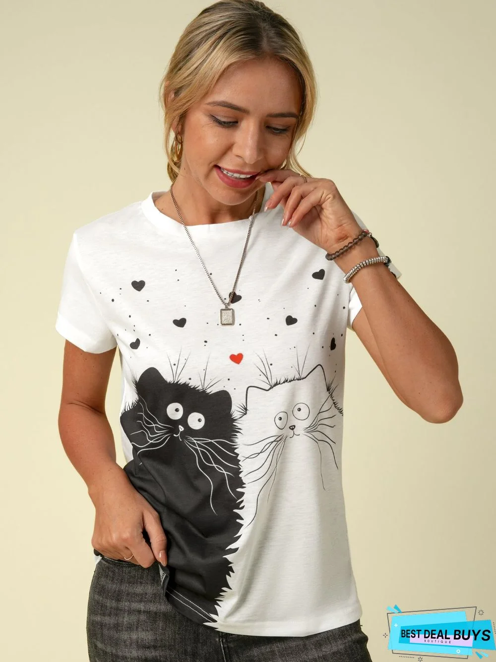 Casual Crew Neck Animal T-shirt