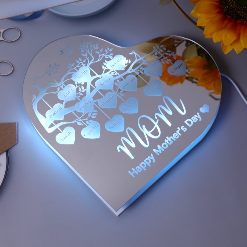 Personalized Family Heart mirror light