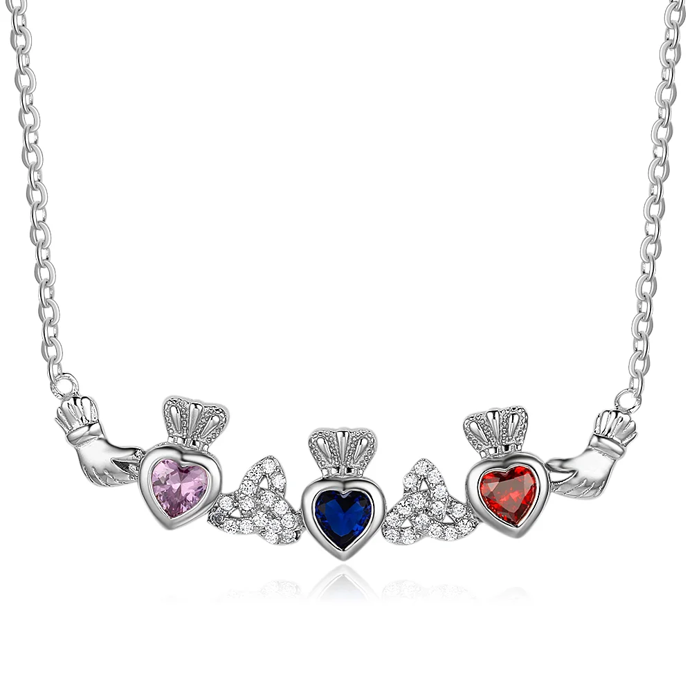 Personalisierte 3 Geburtssteine Familie Sterling Silber Halskette b3 Kettenmachen