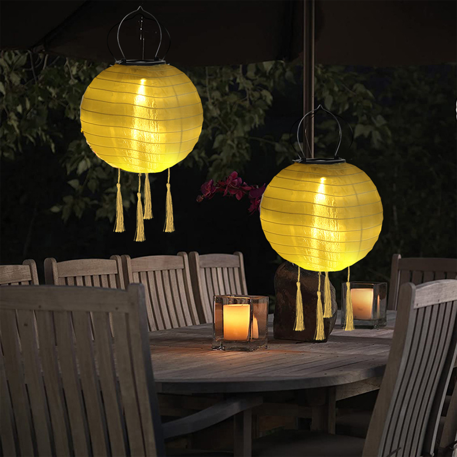 

LED Solar Chinese Lantern - 2 Pack Hanging with Tassels, 501 Original