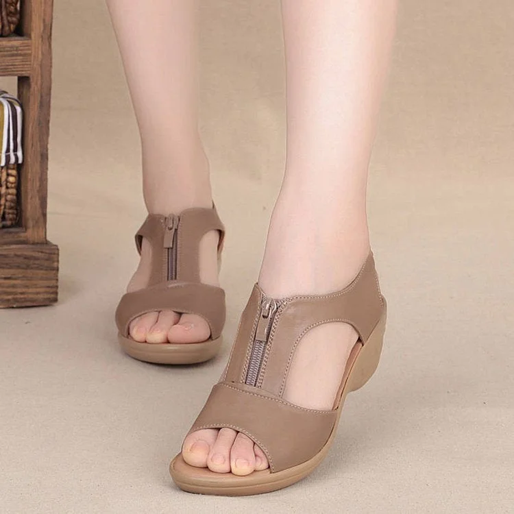 2022 Summer Women Sandals Zipper Wedge Sandals Plus Size Sandals Flat Women Shoes Sandals Ladies Roman Sandals zapatos de mujer