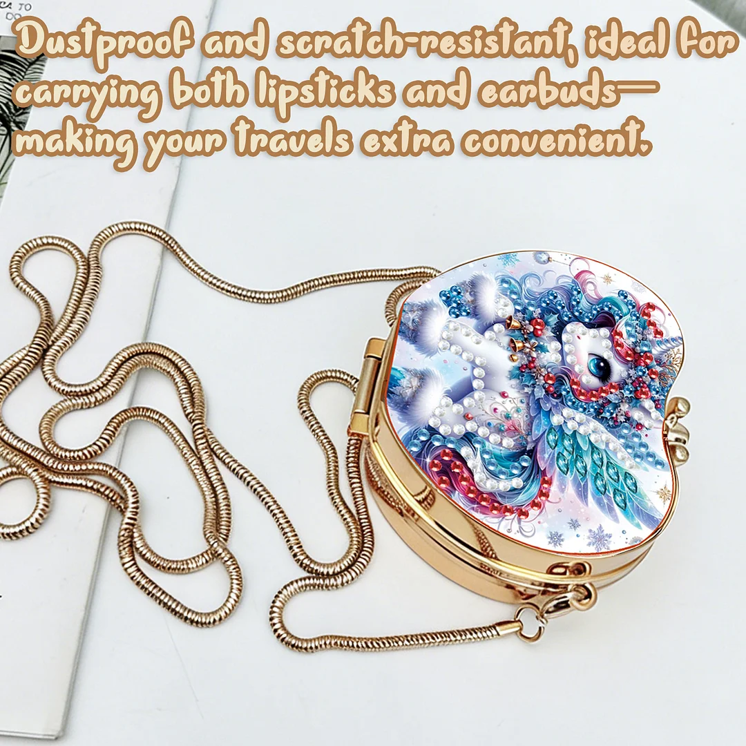 Unicorn DIY Acrylic Love Diamond Art Painting Card Case Wallet with Chain Small Diamond Painting Crossbody Bag for Adults Women Girls Gift