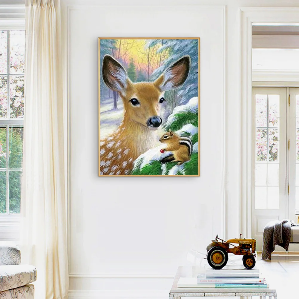Diamond Painting - Full Round Drill - Deer and Squirrels