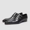 Luxury Mens double Monk Strap Dress Shoes