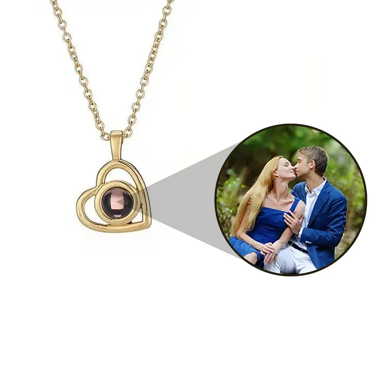 Personalisierte Gravierte Foto Herz Halskette Projektion Halskette Perfekte Andenken Geschenk