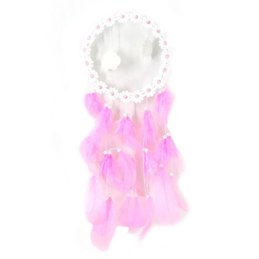 LED Flower Cloud Feather Dreamcatcher String Light Decorative Lamp (Pink)