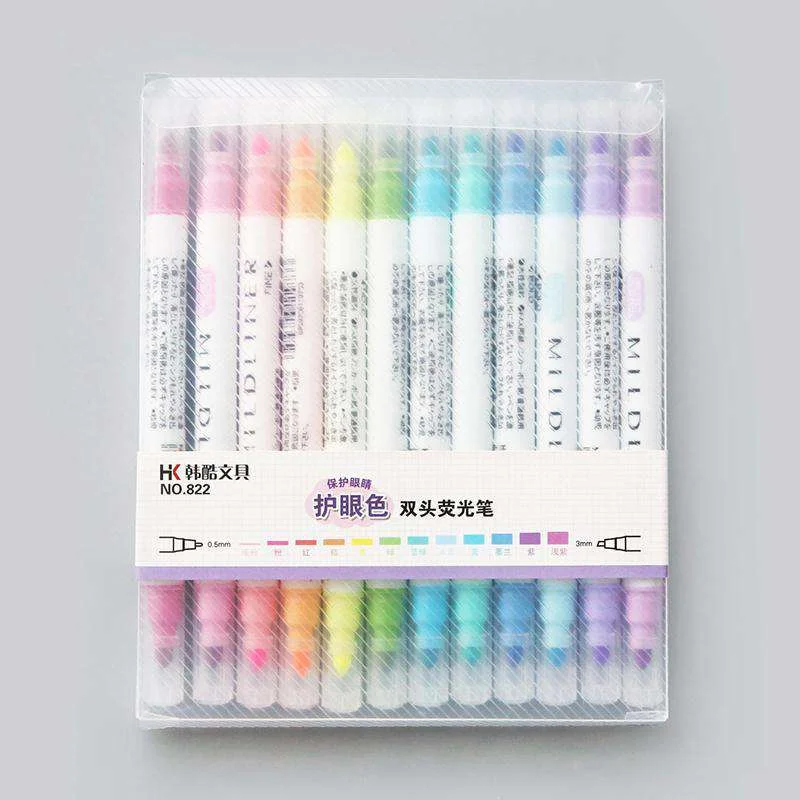 Double Sided 'Mildliner' Style Highlighters - Set of 12