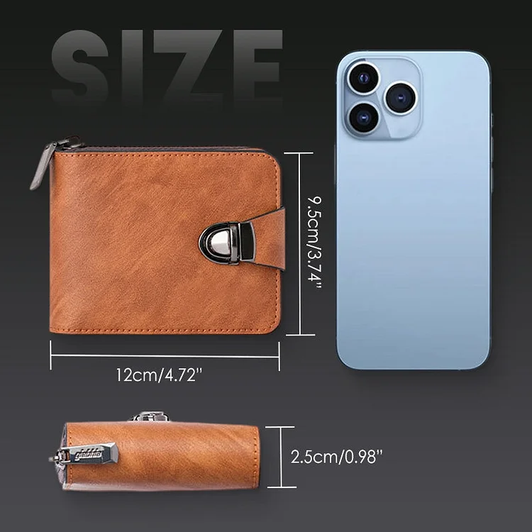 Portafoglio Uomo Vintage Compatto &ndash; Cerniera Anti-Scouro per Uomo Elegante