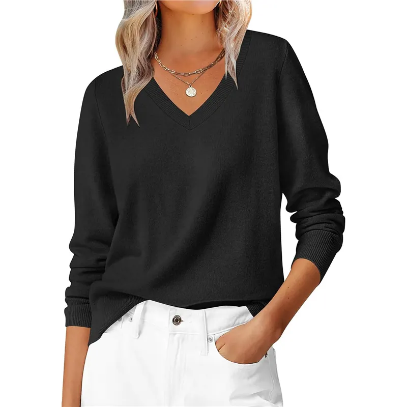 Athvotar Athvotar Autumn And Winter Leisure Jacket Classic Fashion Temperament Long-Sleeved V-Neck Large-Size Knitted Shirt