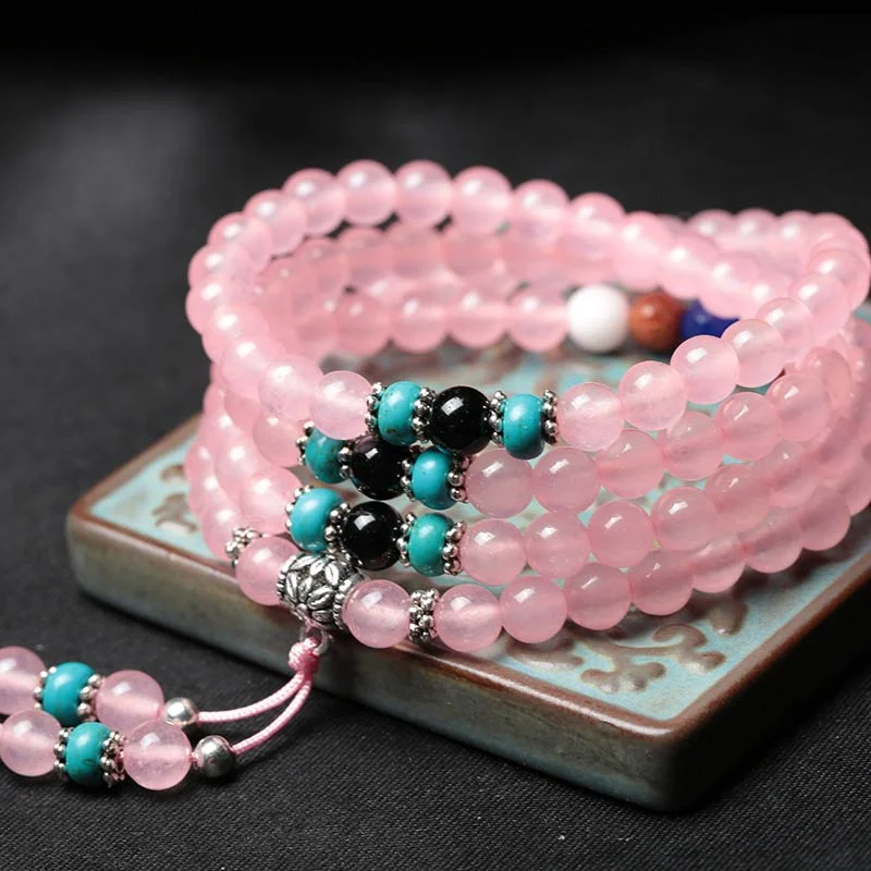 Various Crystal Turquoise Wealth Charm Bracelet Mala
