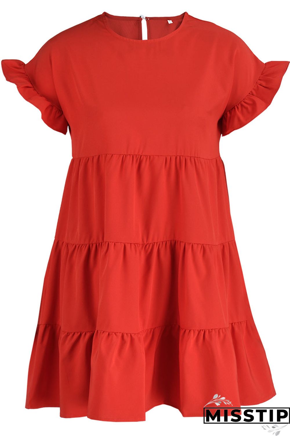 Blue Casual Solid Patchwork Fold Stringy Selvedge O Neck A Line Dresses