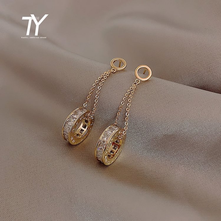 YOY-High level design zircon Circle Pendant Earrings