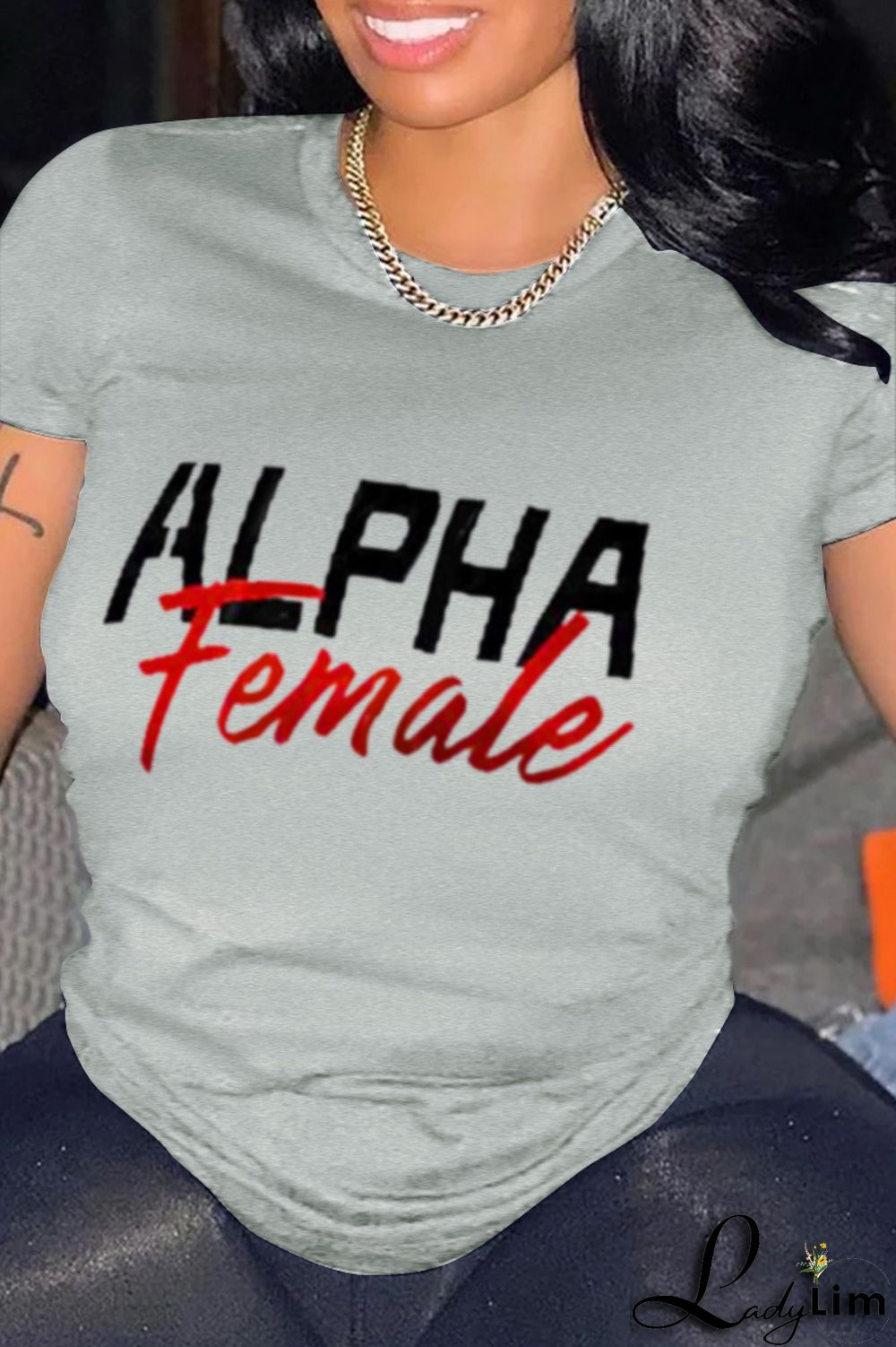 White Fashion Simplicity Print Split Joint Letter O Neck T-Shirts