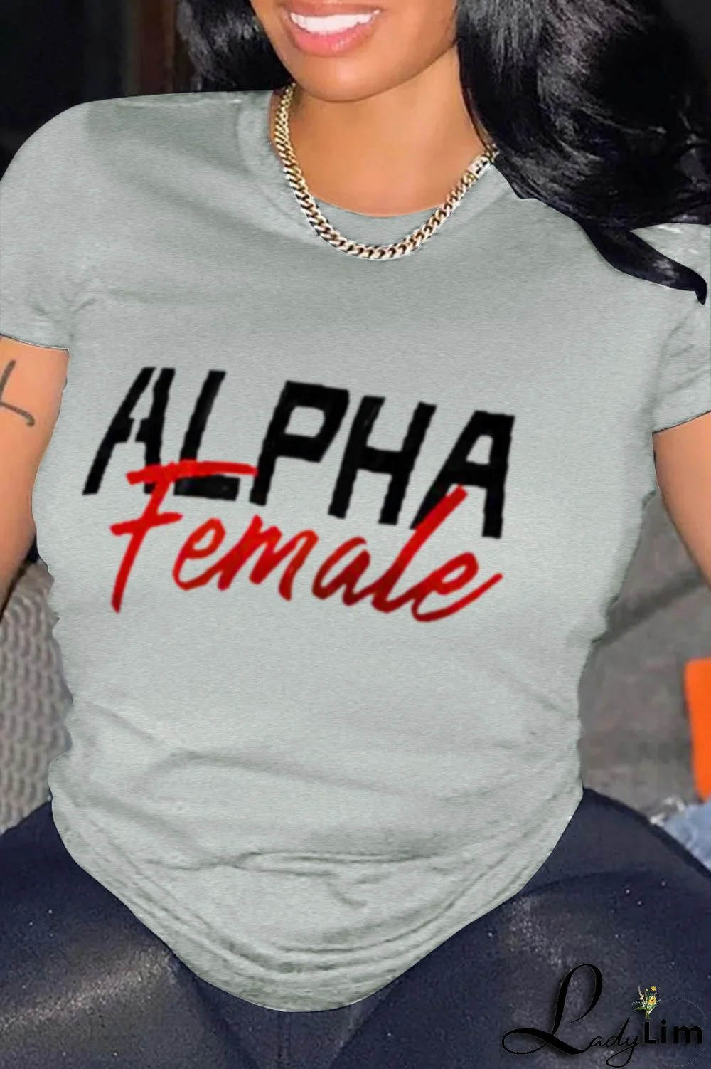 White Fashion Simplicity Print Split Joint Letter O Neck T-Shirts