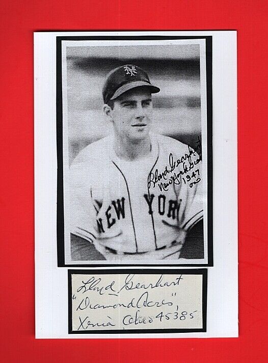 1947 LLOYD GEARART-NY GIANTS 4X6 AUTOGRAPHED CUT W/Photo Poster painting-(d.2001)