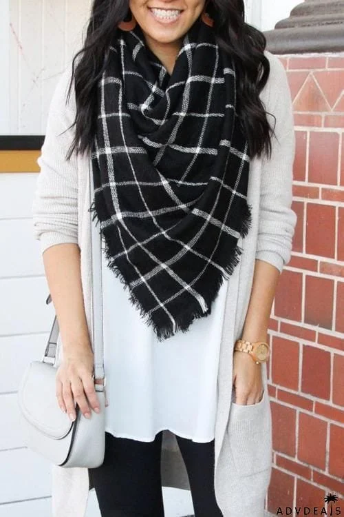 Tassels Plaid Scarf
