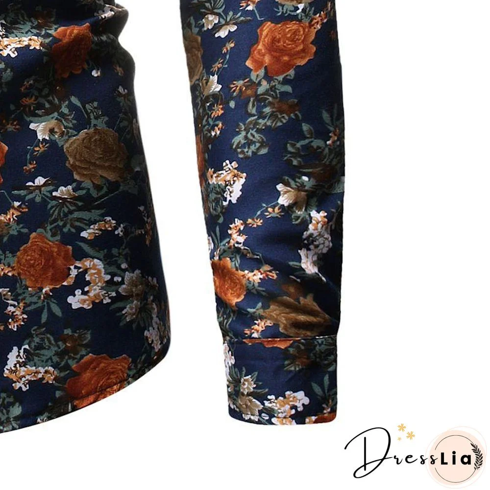 AliExpress wish Hong New style Foreign trade Men'S Wear fashion printed Fold-down collar Plus-sized men's long-sleeve shirt