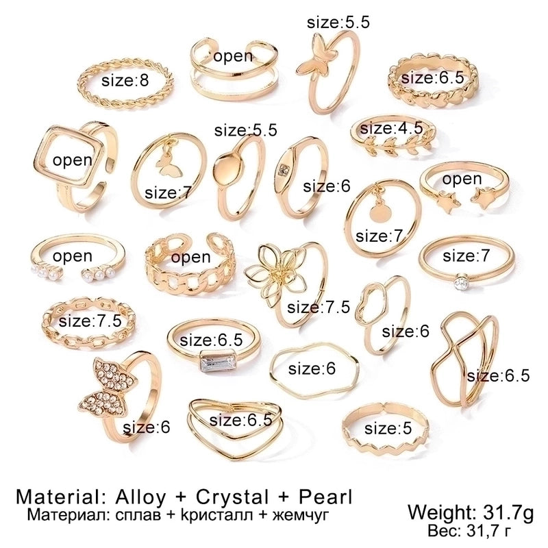 Bohemian Animal Flower Alloy Plating Inlay Artificial Pearls Artificial Diamond Women’s Open Rings