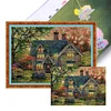 >SALE<Full Embroidery Cotton Thread 14CT Print Autumn Garden Villa Cross Stitch59x42cm