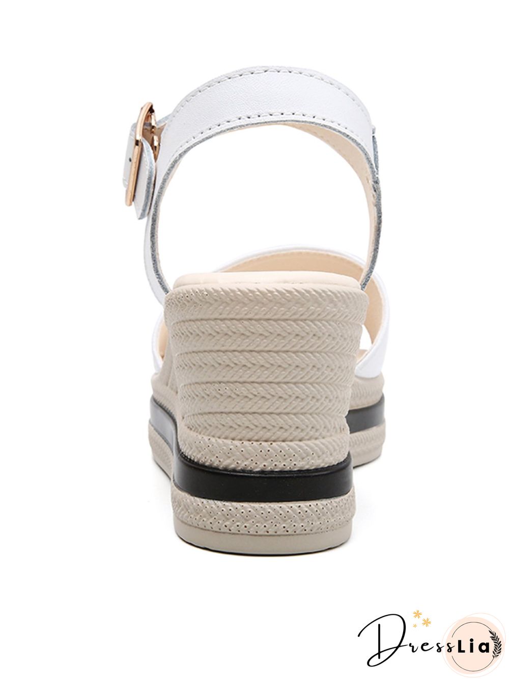 Cowhide Woven Sole Platform Wedge Resort Sandals