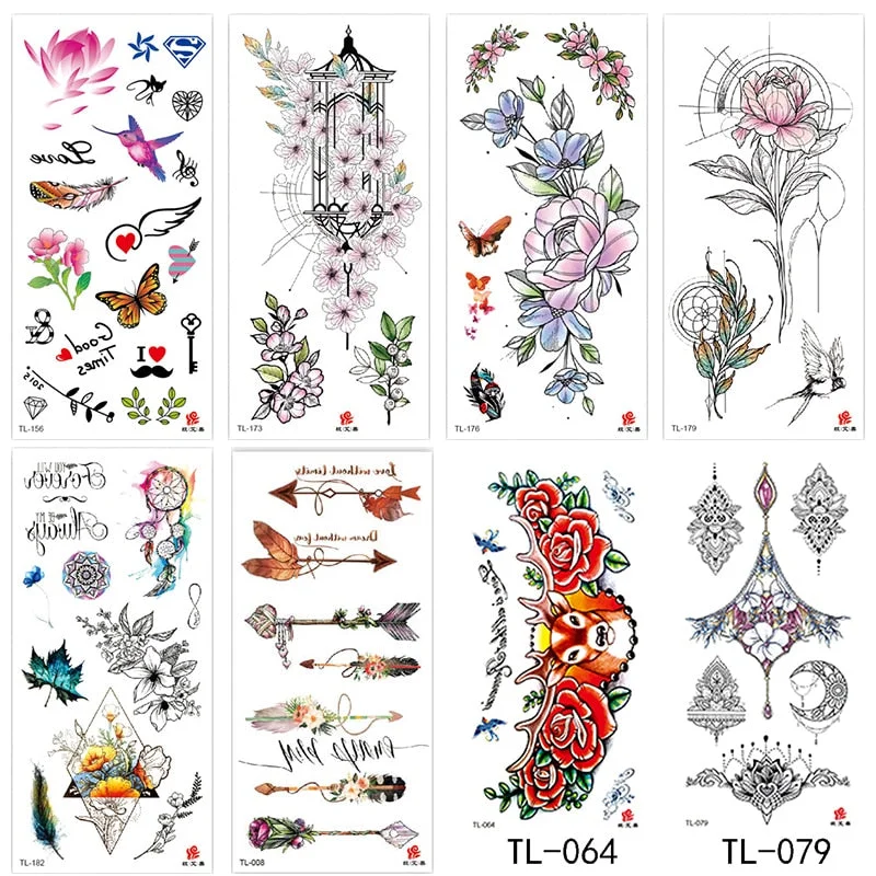 Flower animal totem romantic beautiful bird fragrance waterproof lasting men and women personality temporary tattoo stickers