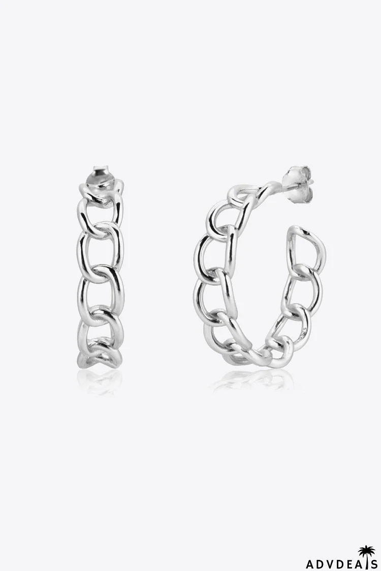 Chain C-Hoop 925 Sterling Silver Earrings